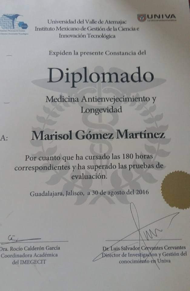 Dr. Marisol Gomez Certification 1
