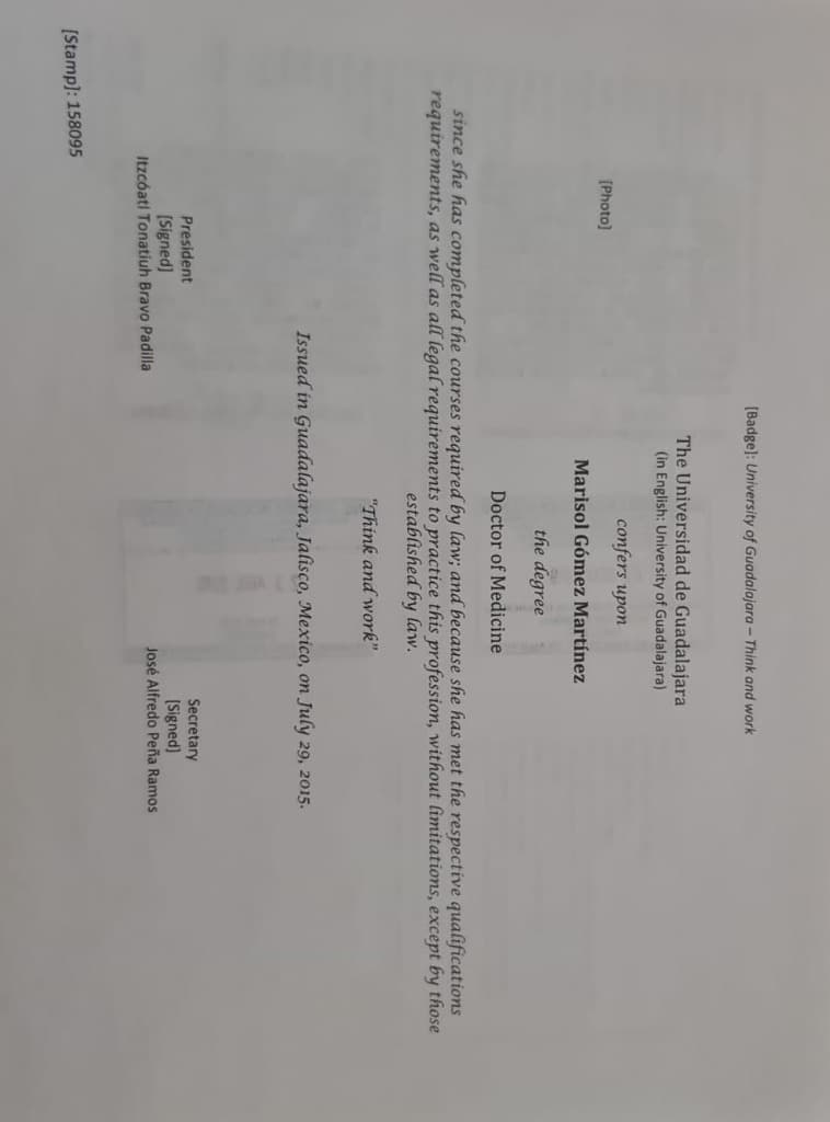 Dr. Marisol Gomez Certification 2